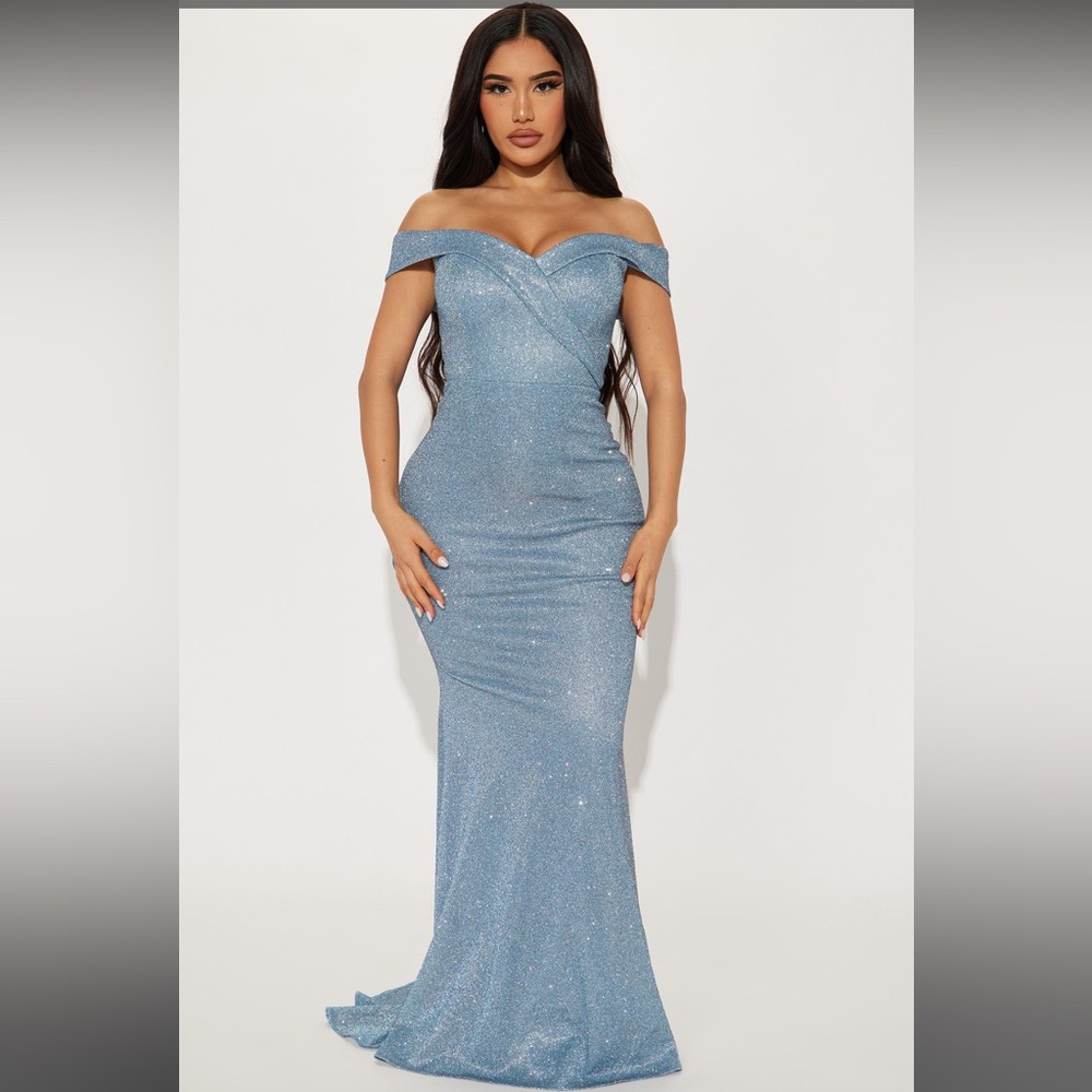 Annika Glitter Gown - Light Blue (Fashion Nova)